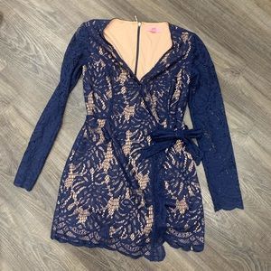 Karlee wrap romper navy lace